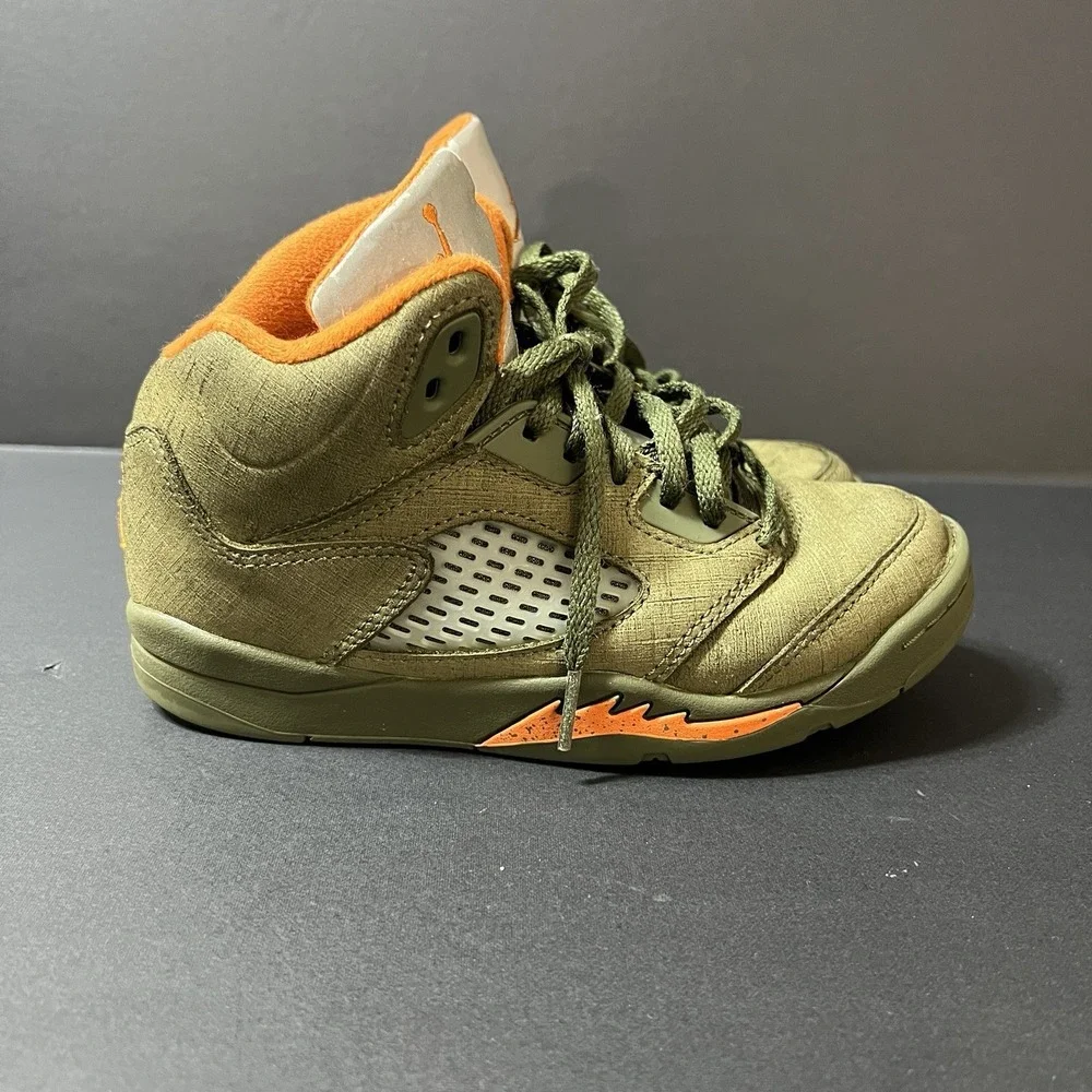 Nike Air Jordan 5 Retro Olive Army-Solar Orange Kids 440889-308 Youth Size 1Y